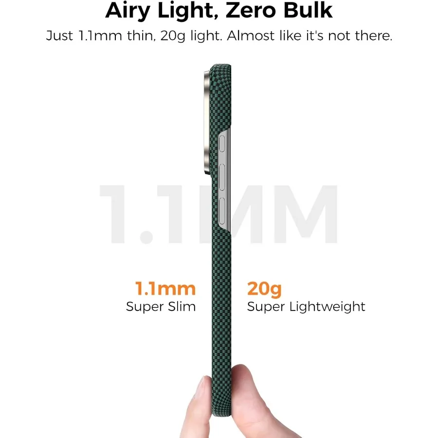 Custodia minimalista ultra sottile e leggera per iPhone 17 Pro Max con compatibilità Magsafe con Dupont Kevlar 1000D Arami