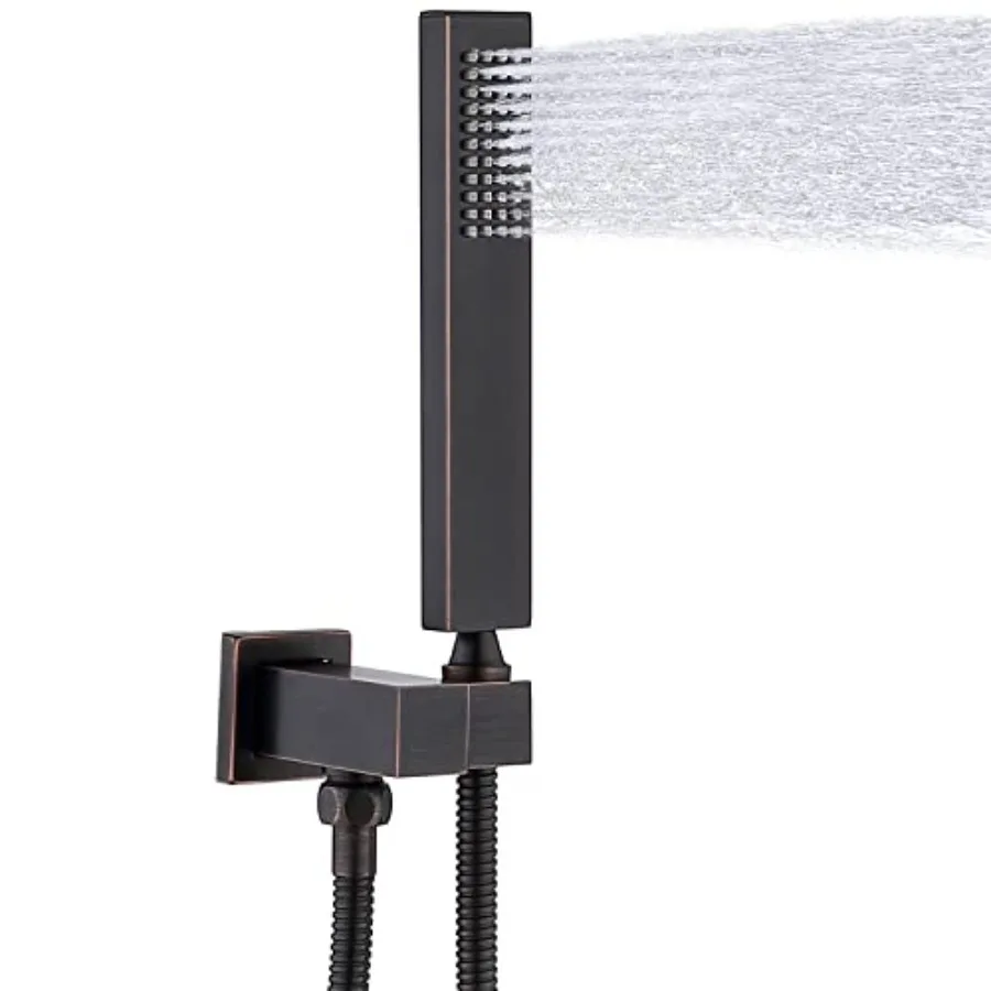 

Hand-held Shower Head Set - Brass Handheld Shower Wand with Wall Mount Adjustable Elbow Holder and 59inch Long Hose - Modern Re