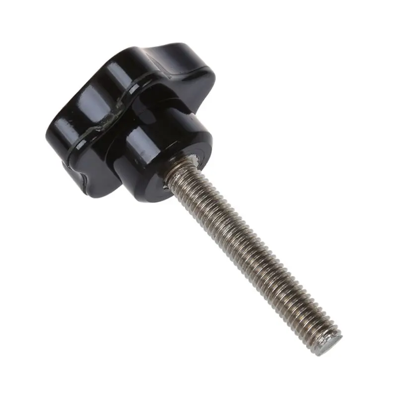 AC88-5Pcs M8 X 50Mm Thread Replacement Star Hand Knob Tightening Screw Black Silver Tone