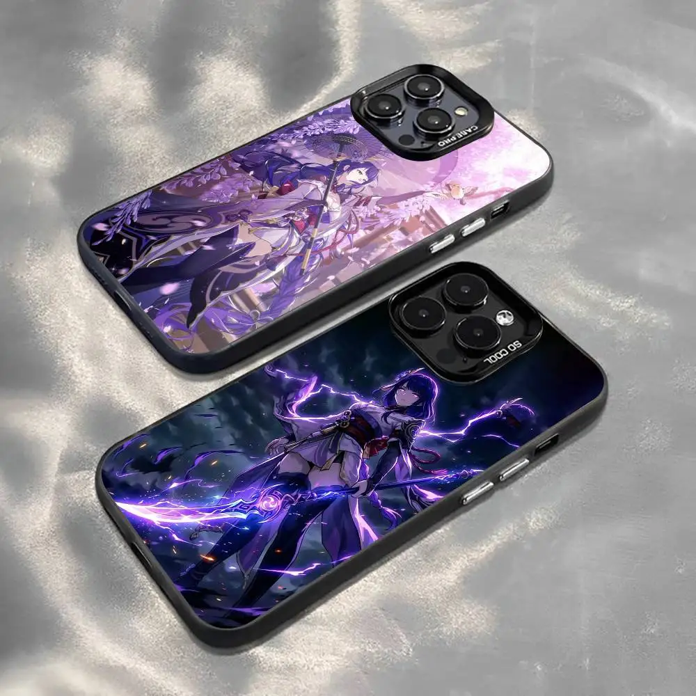 

Genshin Impact R-Raiden Shogun Phone Case For iPhone 17,16,15,14,13,12,11 Plus,Pro Max,XS,Colored Silver Plated Inside Cover