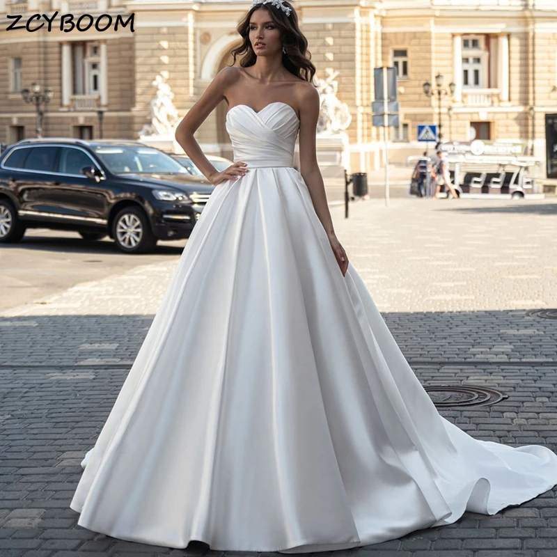 Customized Sleeveless Strapless Sweetheart Ball Gown Wedding Dresses For Women Court Train 2024 Bridal Gowns Vestido De Noiva