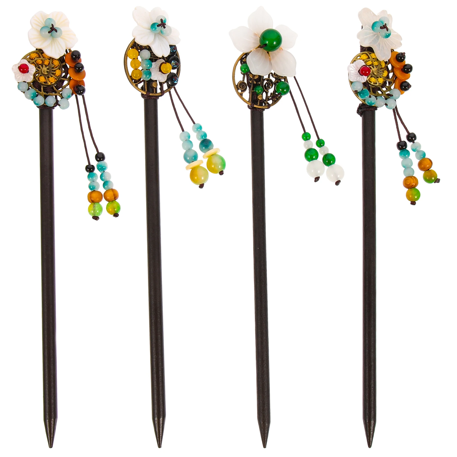 

4 Pcs Hair Sticks Bridal Chinese Pin Hanfu Hairpin Wedding Bun Chopsticks Long Dangle Accessories Safe Lightweight Wear