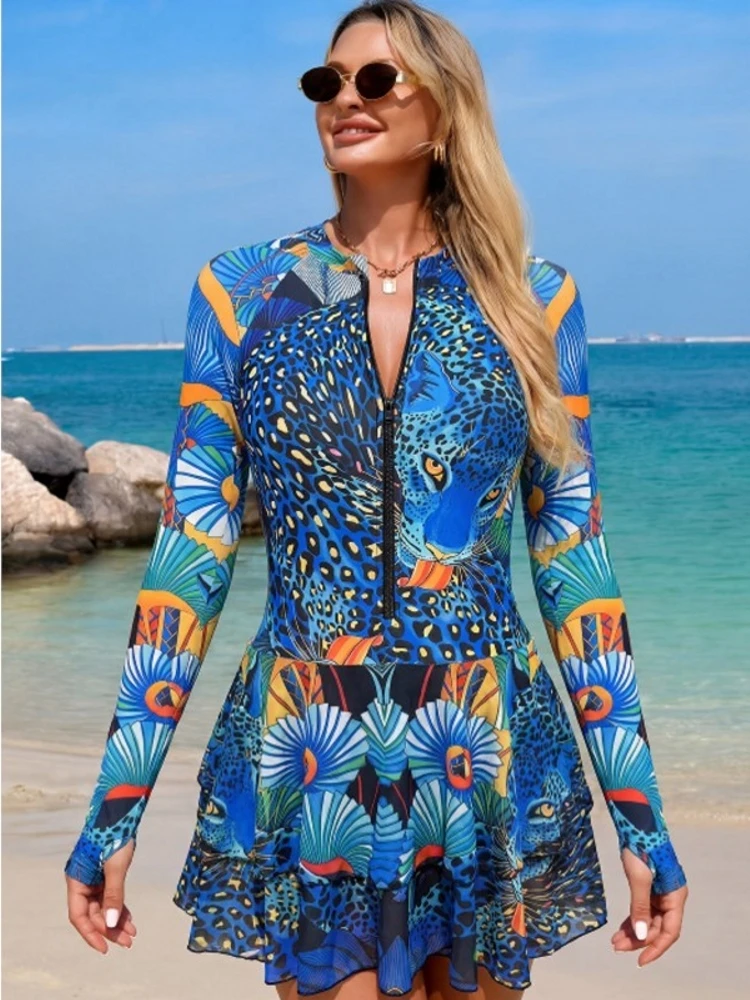 

New Cover Ups Sexy Swimsuit Women Summer Bathing Suit Bikini Set Long Sleeve Swimwear Women Beach Swimming Suit For Female