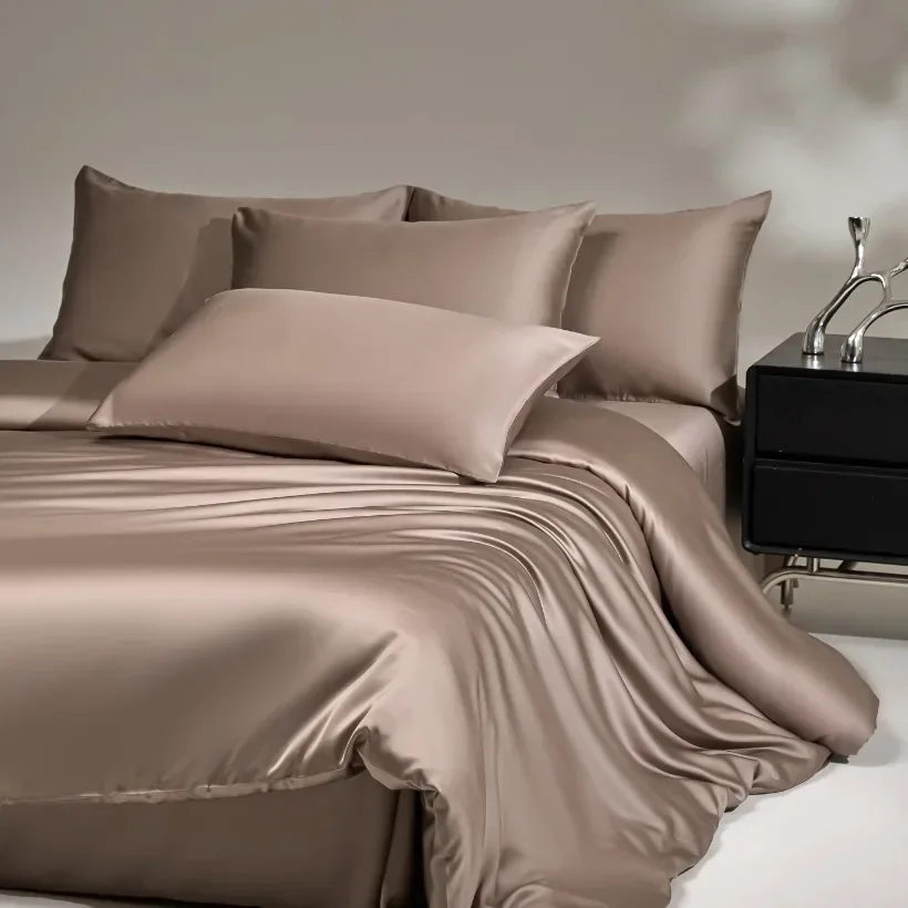 3/4pcs Mulberry Silk Bedding Set Duvet Cover Flat Sheet Pillowcase Set Natural Silk Single Queen King Duvet Set Gift Box