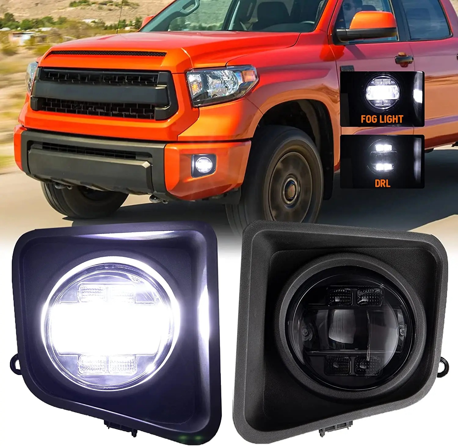 

OVOVS 1 Set Bumper Fog Lamps LED Fog Lights with DRL Compatible for Toyota Tundra 2014 2015 2016 2017 2018 2019 2020 2021