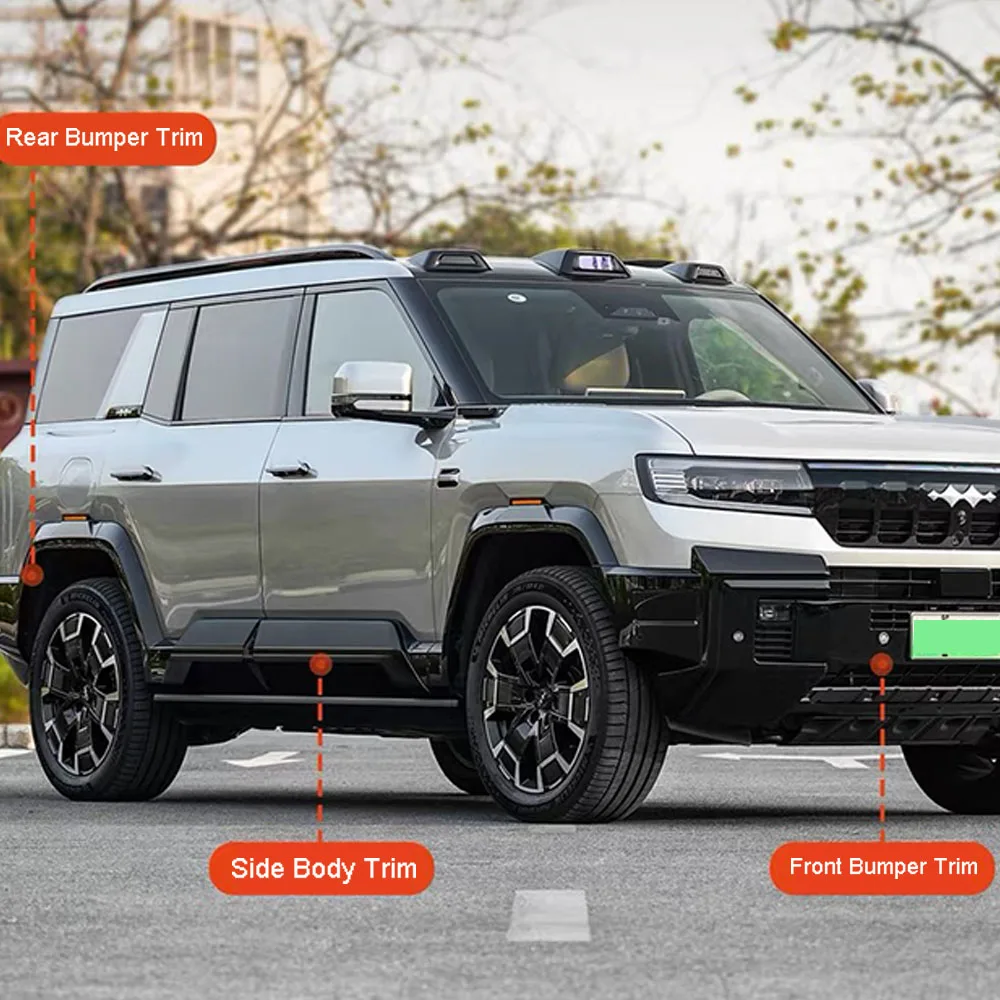 For BYD Leopard 8 Denza B8 2024-2026 Kit Front Rear Bumper Gloss Black Trim Stripe Exterior Styling Modification Accessories