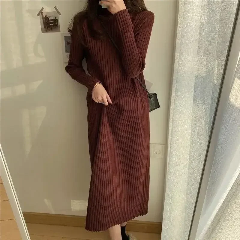 2025 New Women's Petite Polo/Turtle Neck Knit Sweater Dress Half-Polo Overcoat Base Layer Coat Winter Season