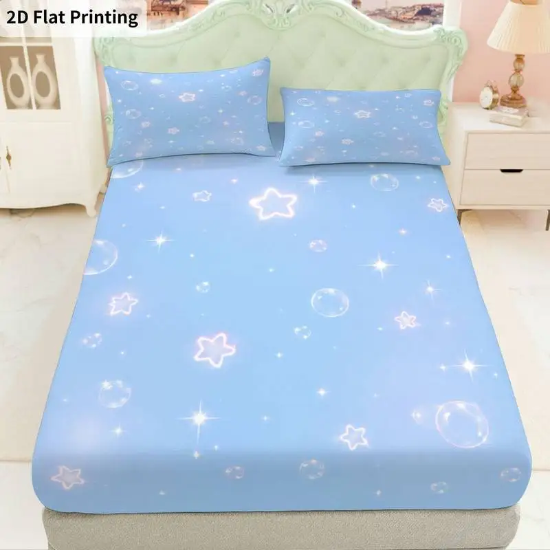 3Pcs Starrysky Fitted Sheet Three Piece Set (1*Fitted Sheet + 2*Pillowcases, Coreless), Bedding Set