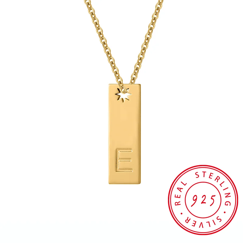 

Серебряное колье 925 пробы с ажурным узором в виде звезды, персонализированный кулон с 26 буквами алфавита, золотое квадратное колье с узором в виде звезды