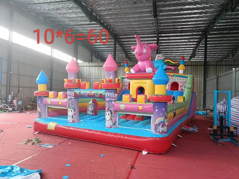 Commercial Grade PVC Outdoor Inflatable Bouncer, Jumping Castle with Slide, Combo Inflatable for Kids, Soft Bed