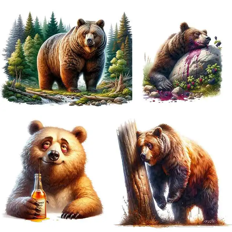 

Whimsical Drunk Bear Stickers-Humorous Art Design Wall Stickers Bathroom Toilet Decoration Living Room Cabinet Refrigerator Home