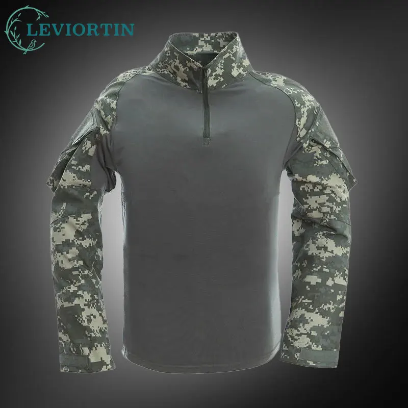 Brand Male Camouflage T-shirts Army Combat Outdoor Tactical Tee Shirt Men Long Sleeve Hunt T-shirts