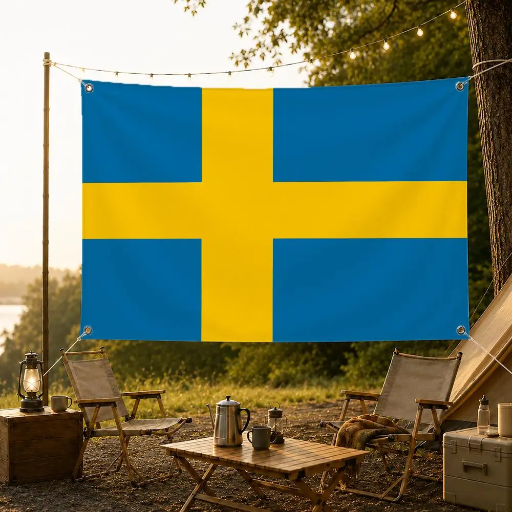 Classic Country Flag Sweden Flags Fade Resistant Flag Washable Lightweight HD Print Indoor Outdoor All-Weather