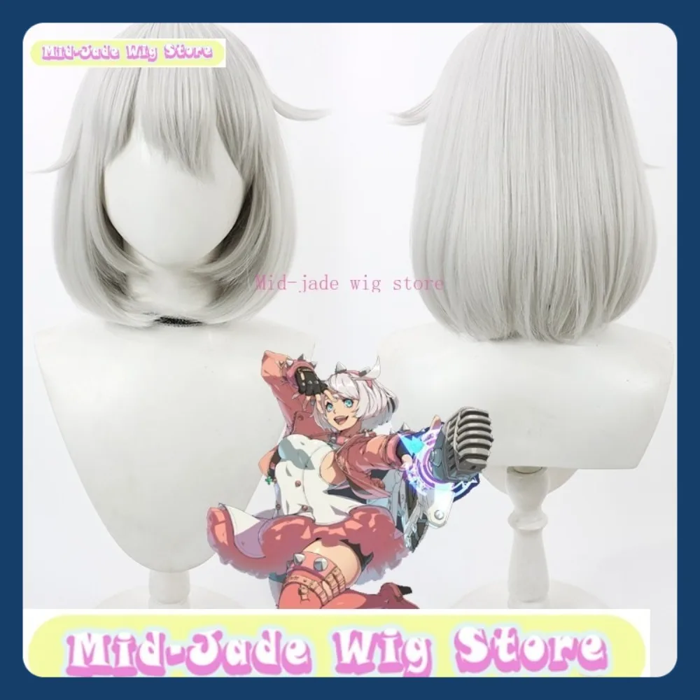 Mid-jade Pruik Winkel Guilty Gear Elphelt Cosplay Pruik Anime Spel Rollenspel Halloween Party Prestaties Synthetisch Haar