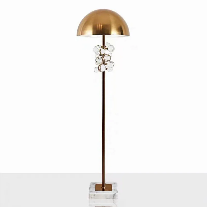 

Crystal Ball Led Floor Lamp Marble Base Metal Cover Gold Floor Lamps Standing Living Room Study Room Interior Floor Light