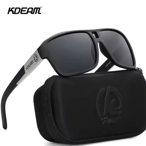 KDEAM Jam Lifestyle Men's Polarized Sunglasses Square Oversized Flash Mirror Sun Glasses Hard Box Included