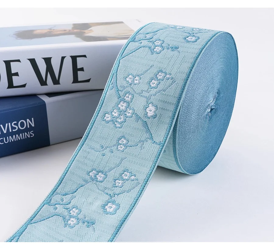 25Meters/Roll Flower Pattern Woven Jacquard Decoration Ribbon for Bags Home Furniture DIY 9CM Wide Sewing Straps Trim