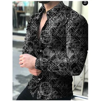 2024 디지털 3D 프린트 셔츠, 패션 셔츠, 캐주얼 비치 블라우스, 쿠바 라펠 블라우스, 남성 의류, 휴가 