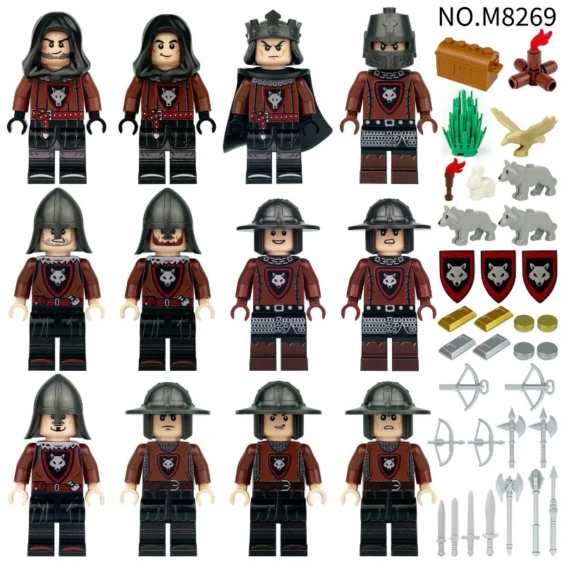 

MedievalwolfcavalryM8269cross-borderwholesalechildren'sassembly small particles building block toy weapon shield accessories dog
