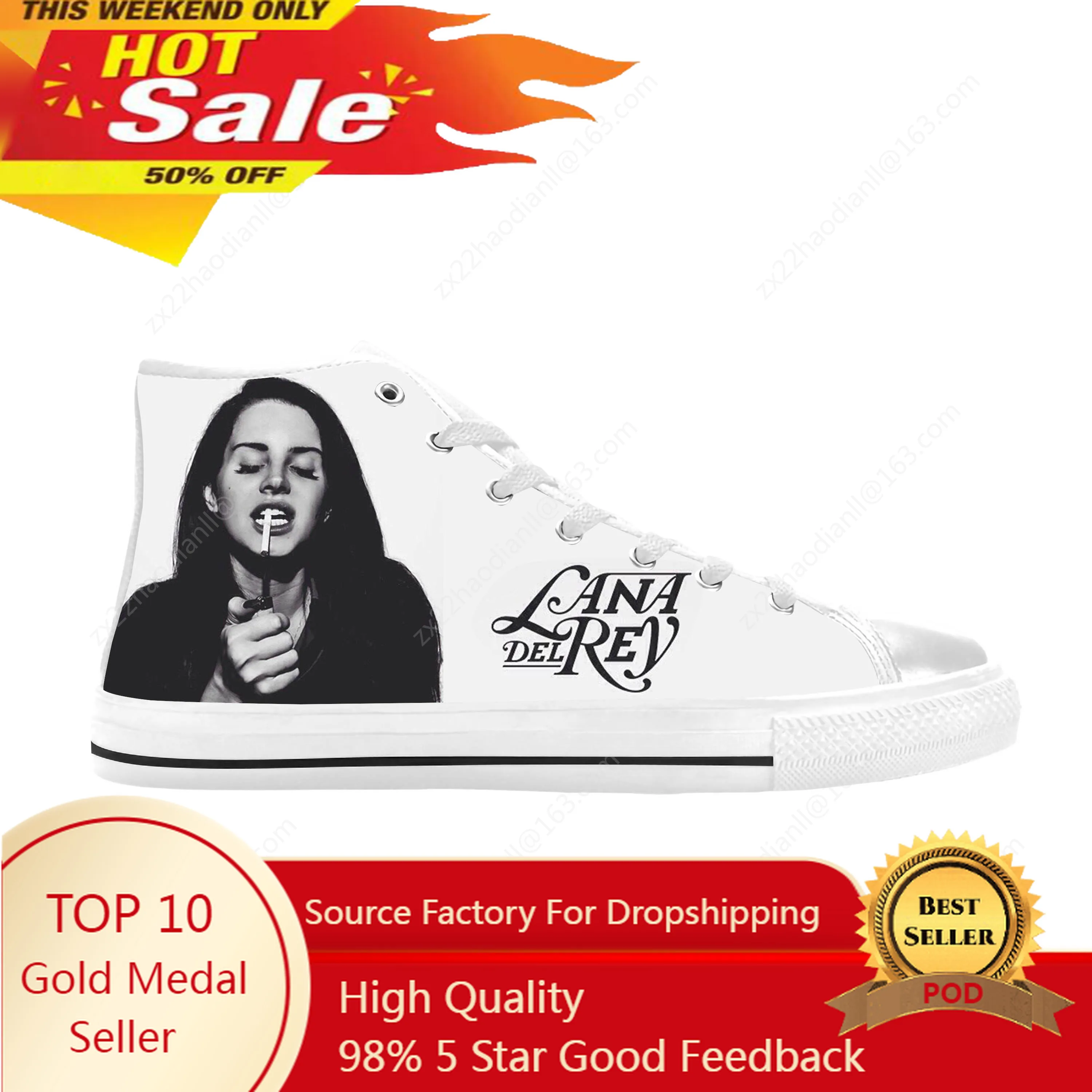 

Lana Del Rey Pop Singer Music Born to Die Fashion Casual Cloth Shoes High Top Comfortable Breathable 3D Print Men Women Sneakers