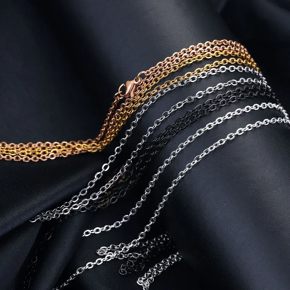 10pcs Stainless Steel Necklace Cuban Chains Hypoallergenic Rolo Link for DIY Jewelry Making