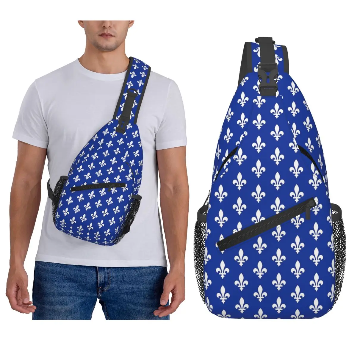 Quebec bandeira província canadense saco de peito masculino estilingue crossbody mochila saco de peito viagem caminhadas daypack bolsa de ombro