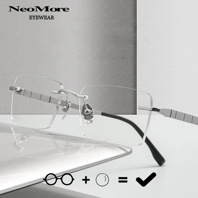 

Gentleman Rimless Glasses Optical Lens Glasses Designer Handmade Prescription Myopia Reading Eyewear Men Commercial Affairs