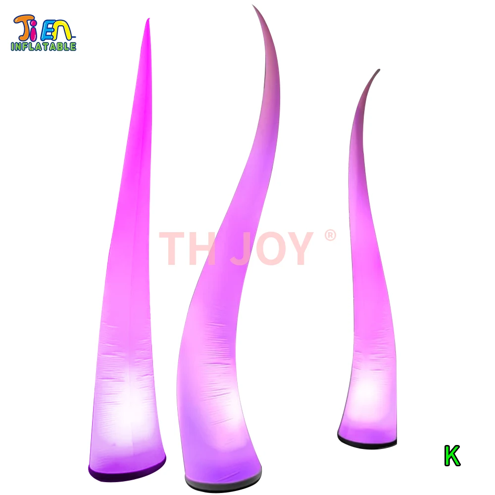 Free Door Shipping Inflatable Horn Balloon LED Lighted Blow Up Pillars for Outdoor Events Parties Decoration