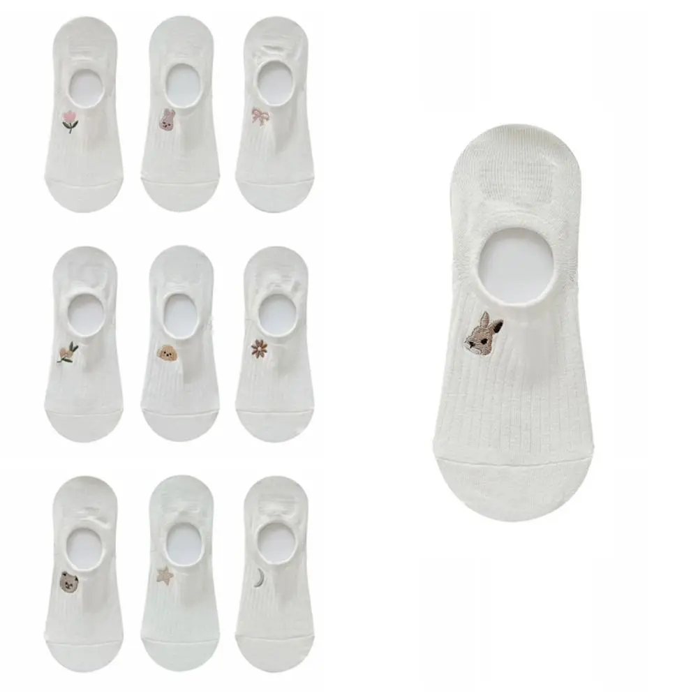 10Pairs Flower Animal Thin Boat Socks Breathable Non-slip Sweet Short Socks Cartoon Hosiery Summer Invisible Socks Summer