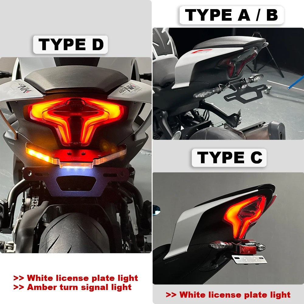 450SR License Plate Holder LED Light For CFMOTO 450 SR NK 450SS 450NK 450SRS Motorcycle Tail Tidy Fender Eliminators Bracket Kit