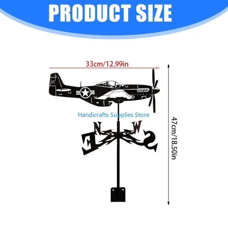 R1WA Vintage Fighter Airplanes Weathervane Durability Alloys Wind Direction Indicators for Outdoor Garden Decoration view 6