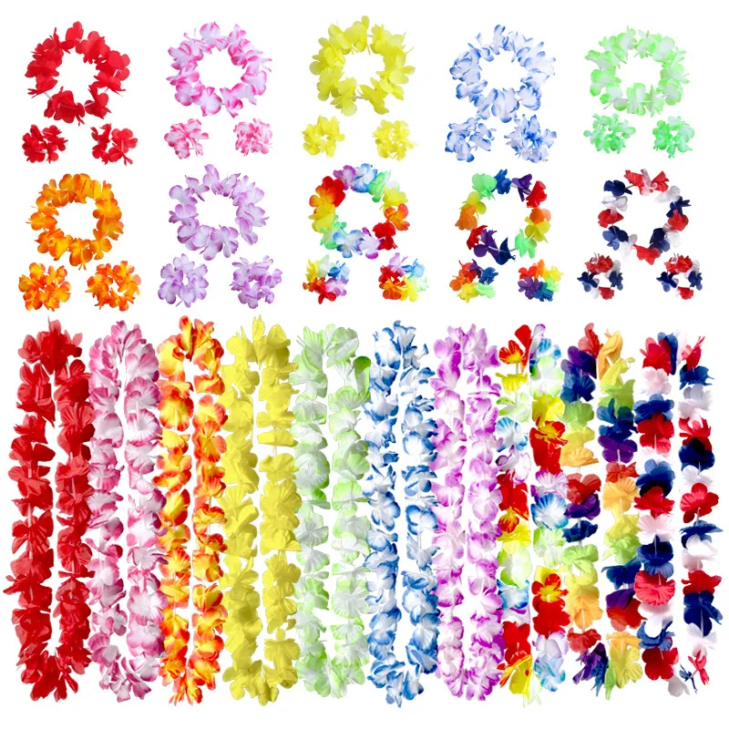 

Классический комбинированный набор венков для украшения Приморского отпуска, красочное ожерелье с лепестками, аксессуары для праздничной вечеринки, 40 шт.
