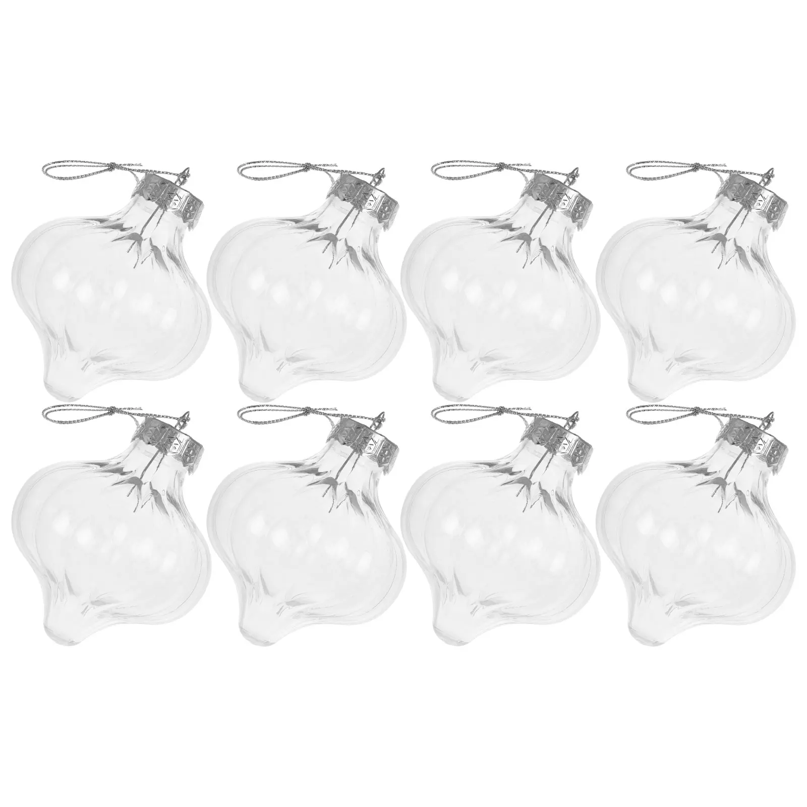 

8Pcs Clear Onion Christmas Ball Decorations Transparent Fillable Plastic Ornaments Holiday Tree Hanging Baubles Crafts