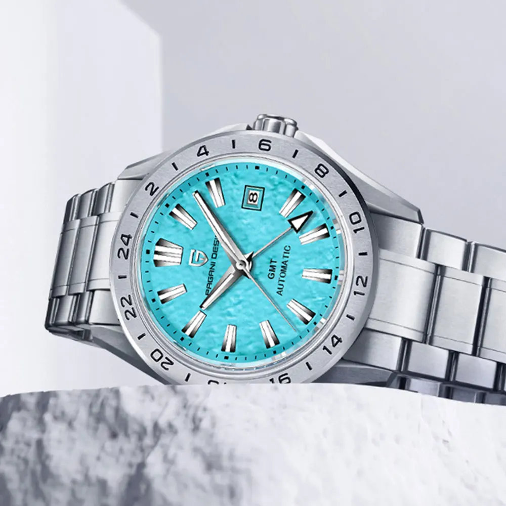 

New PAGANI DESIGN 39MM Men Mechanical Watch Top Brand Sapphire Glass GMT Wristwatch 100M Waterproof Automatic Watch for Man 1792