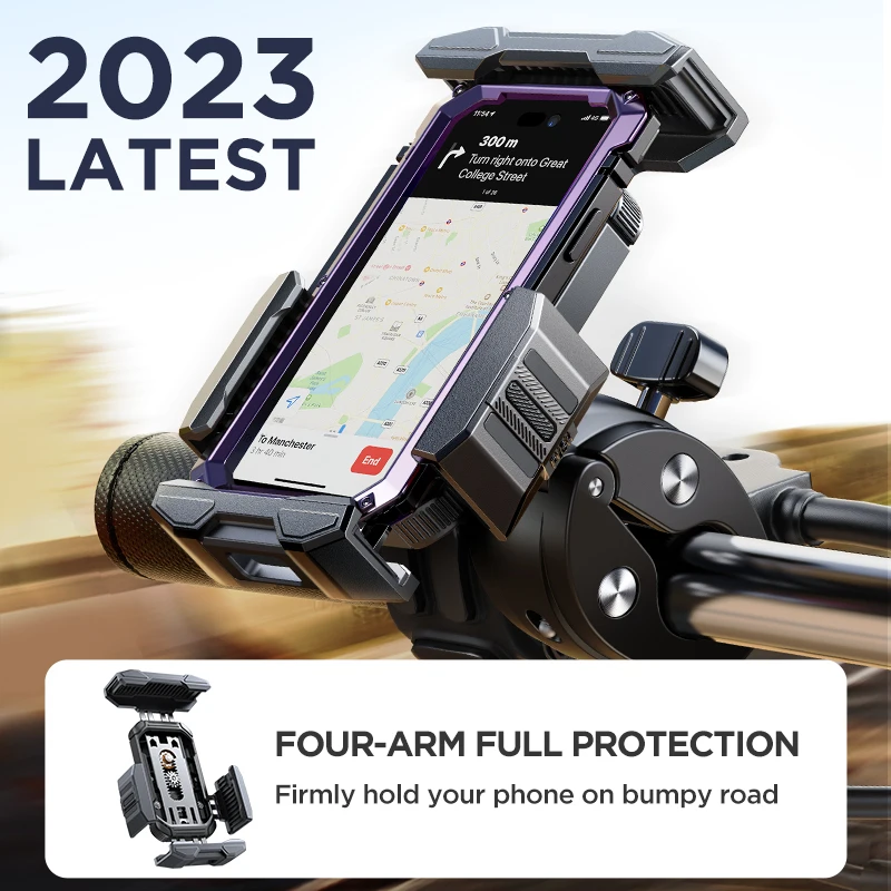 JOYROOM Motorcycle Phone Mount 2023 Newest Security Clamp One Hand Operation Handlebar Bike Phone Holder for 4.7