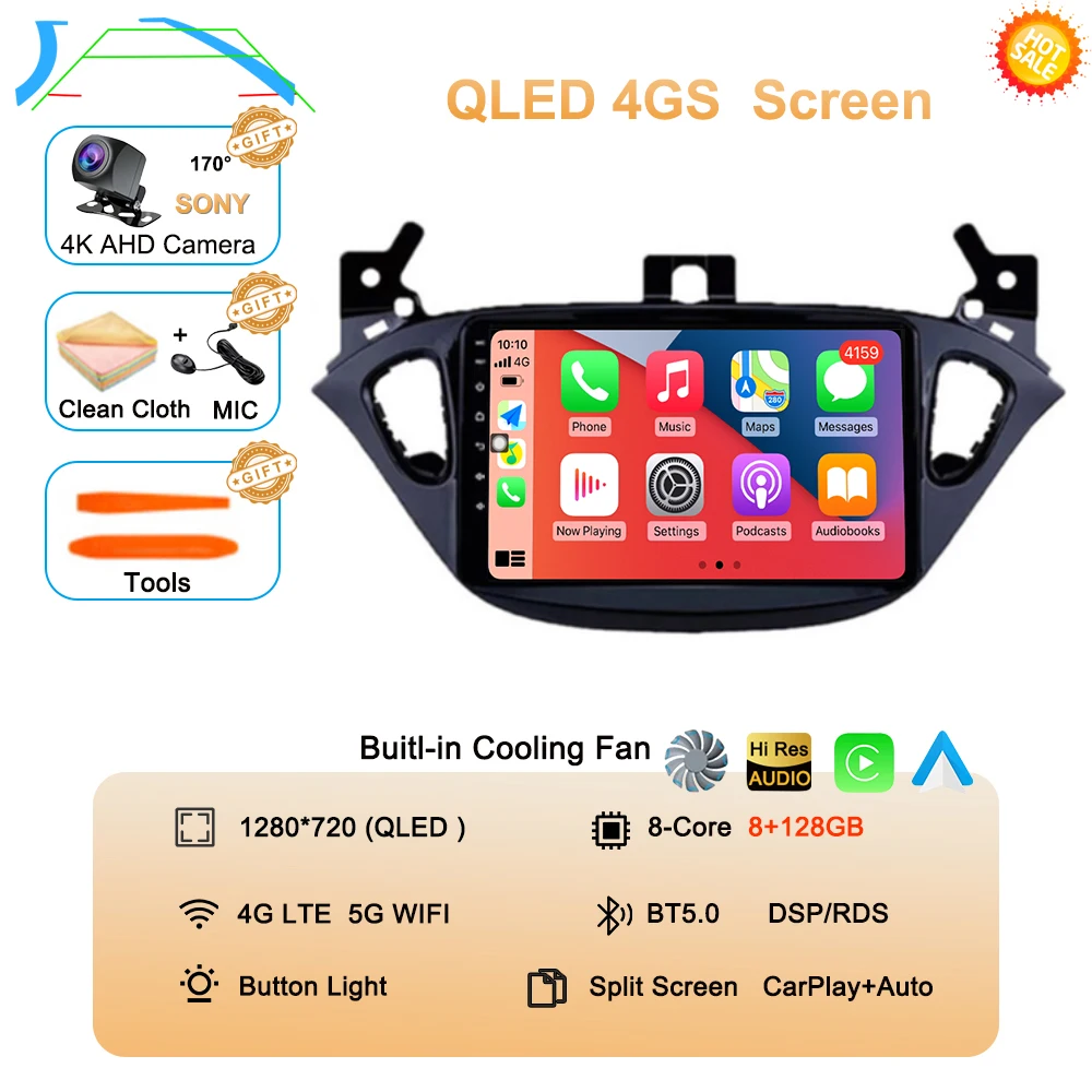 Android 16 Auto voor Opel Corsa E 2015-2019 voor Opel Adam 2013-2016 Multimedia Videospeler Radio Carplay Auto GPS WIFI+4G Stereo