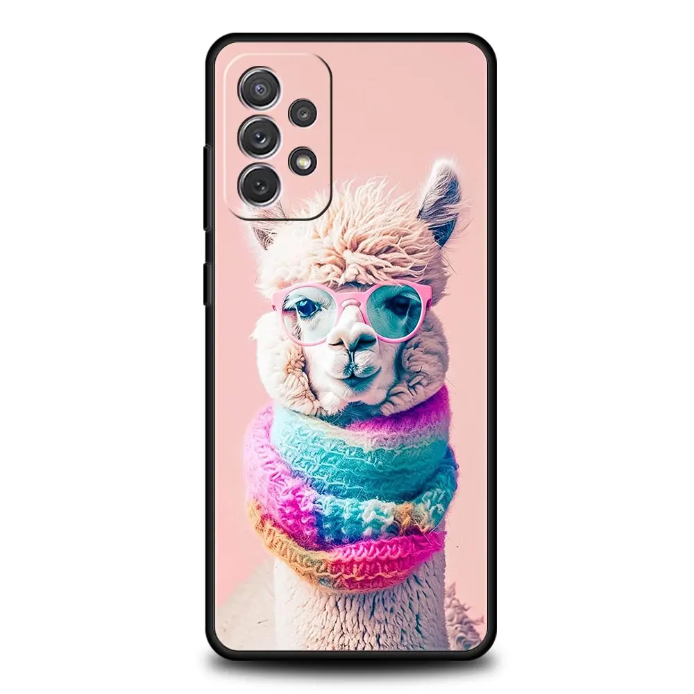 Phone Case For Samsung Galaxy A15 A13 A51 A71 A41 A31 A21S A03S A05 A35 A55 A23 A25 A33 A53 A73 5G Cover Kawaii Alpaca lovely