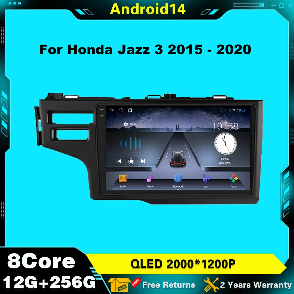 

For Honda Jazz 3 2015 - 2020 Car Radio Carplay Auto GPS Fit 3 GP GK 2013-2020 Android 14 WIFI Multimedia Player Navigation