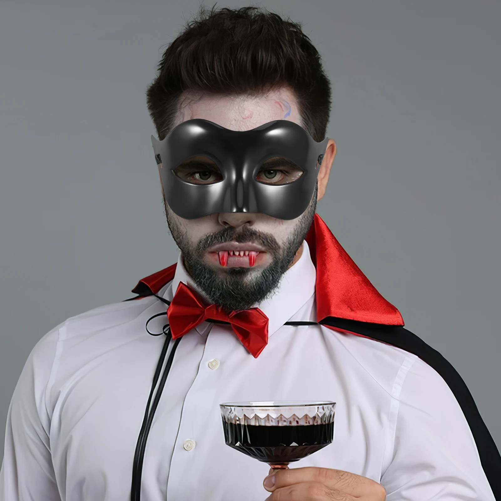 

1Pc Black Half Face Mask for Men Lightweight Plastic Masquerade Party Prop Decorative Halloween Stage Performance Accessory