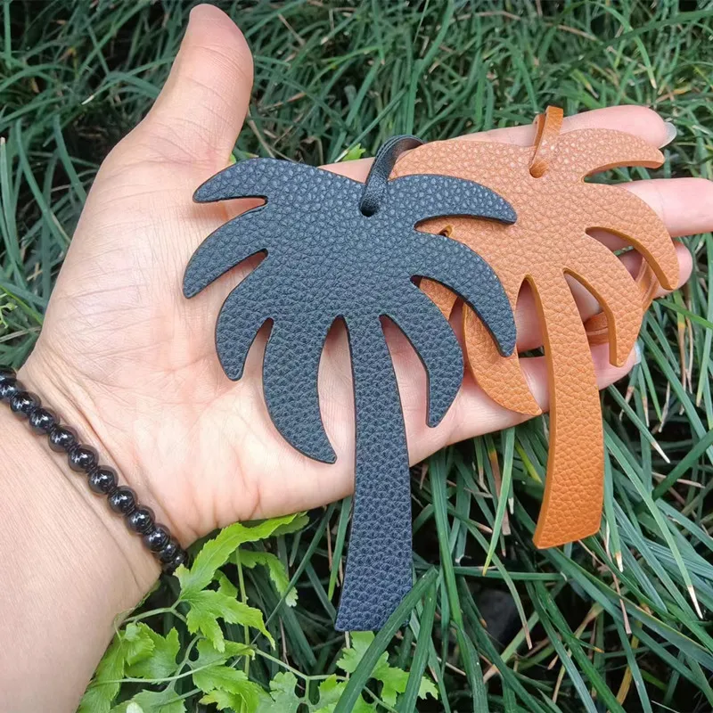 New DIY Trendy PU Leather Keychain With Women Bag Luxury Pendant Bag\'s Charm Accessories Character Coconut Tree