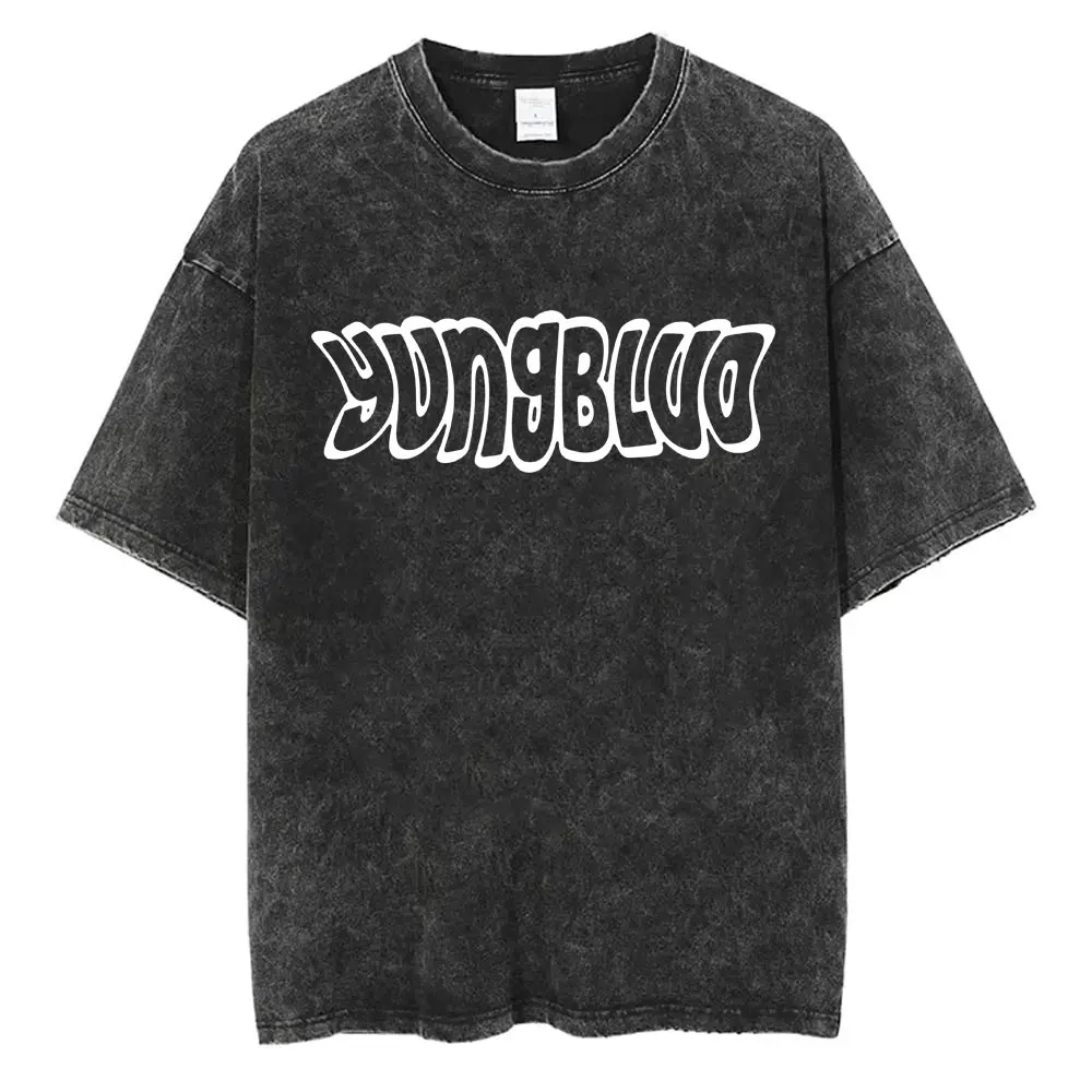 

Rocker Yungblud Warped Letter Logo Vintage Washed T-shirt Men Women Rock Oversized Short Sleeve T-shirts Casual Cotton T Shirt