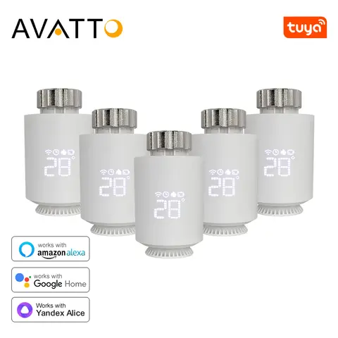 AVATTO Tuya ZigBee 온도 조절기 라디에이터 액추에이터 스마트 TRV 온도 조절 밸브 온도 컨트롤러 지원 Alexa Google 홈