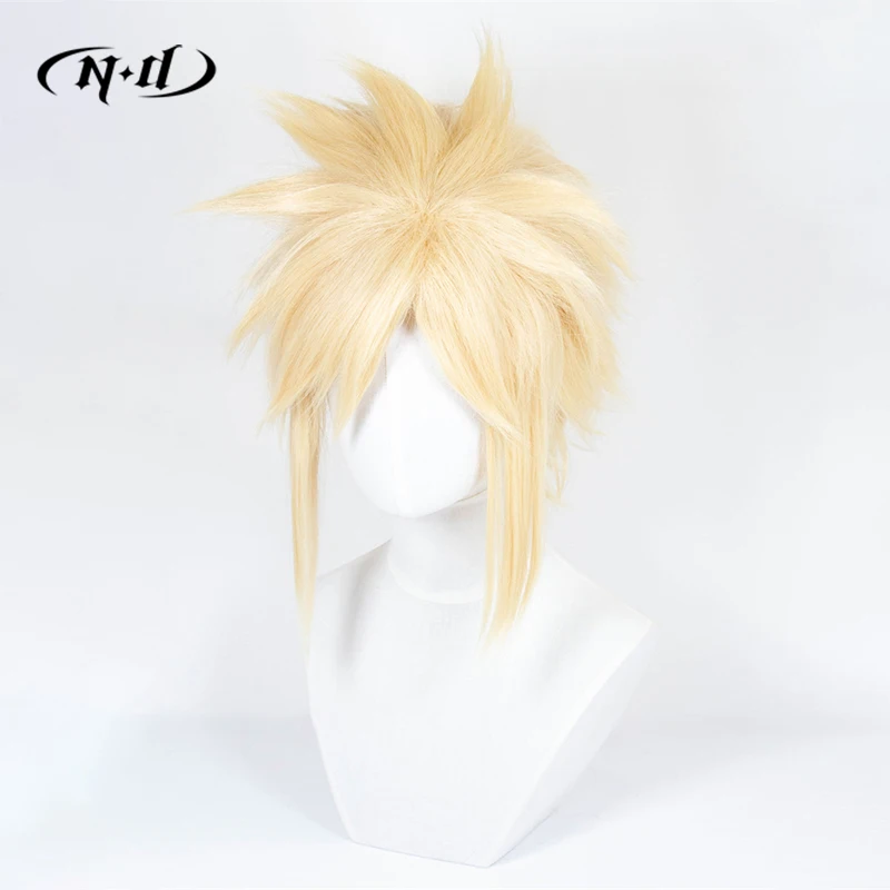 ND Cloud Strife Cosplay Wigs Game Cosplay Blonde Hair Wigs Hairpiece Heat Resistant for Game Comic Con Coser Costume Theme Party