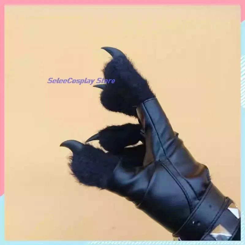 

DY2025Хэллоуин платье с когтями милый реквизит меховой костюм перчатки пушистый косплей лапа для ногтей стильный Kig ролевая игра лапа мужские женские перчатки мультфильм