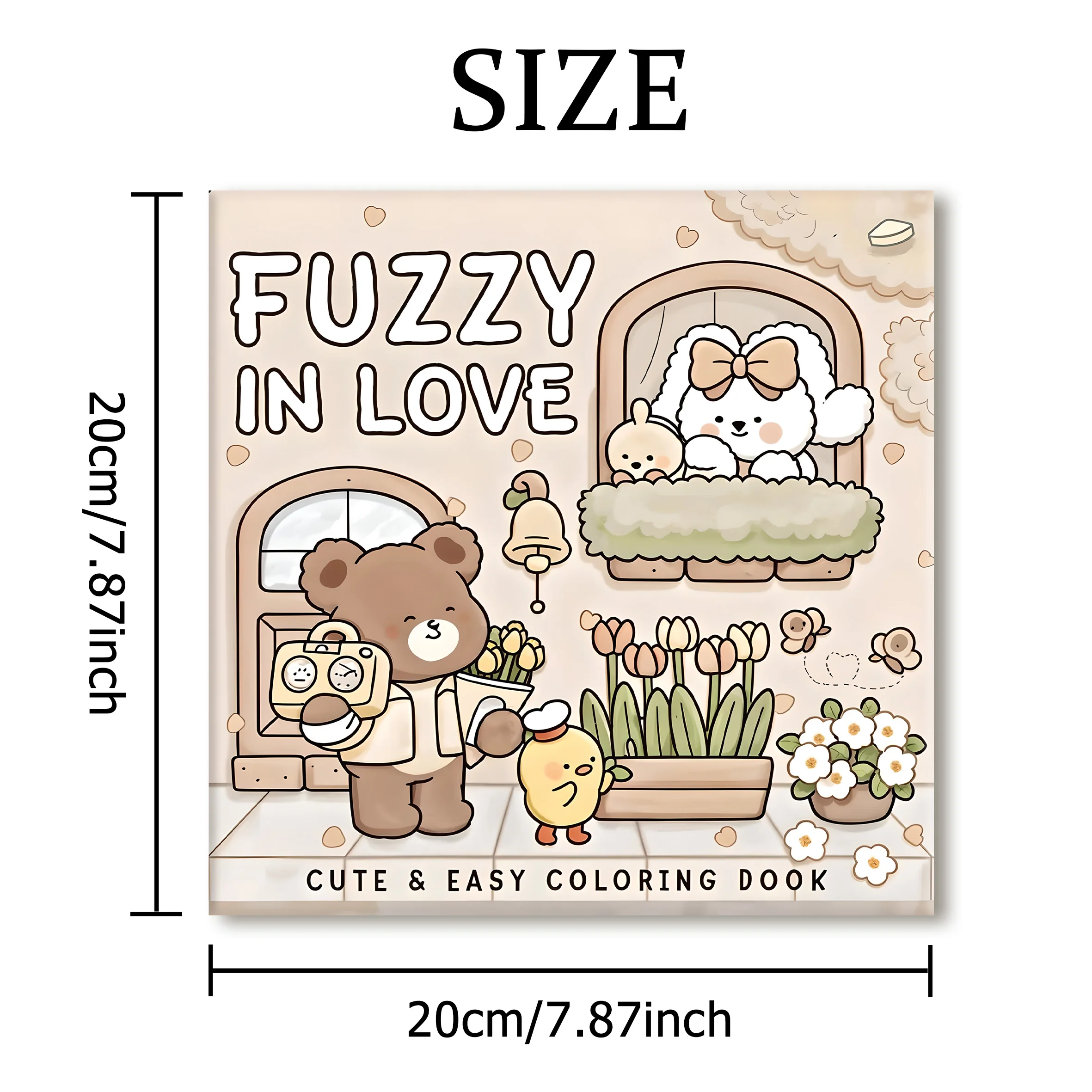 FUZZY IN LOVE Bold-easy Patterns Coloring Book for Adults Cute Drawing Book Perfect Gift for Party and Birthday