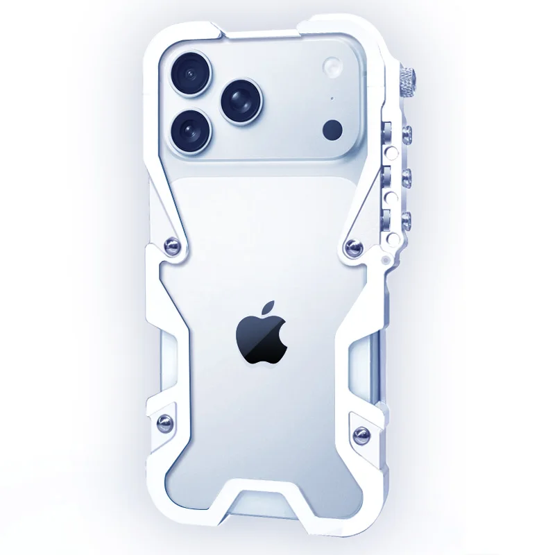 Luxury Armor Metal Aluminum Phone Bumper For iPhone 18 17 Pro Max Air 16 15 14 17Pro Cover Mechanical Purely Handmade Skull Case