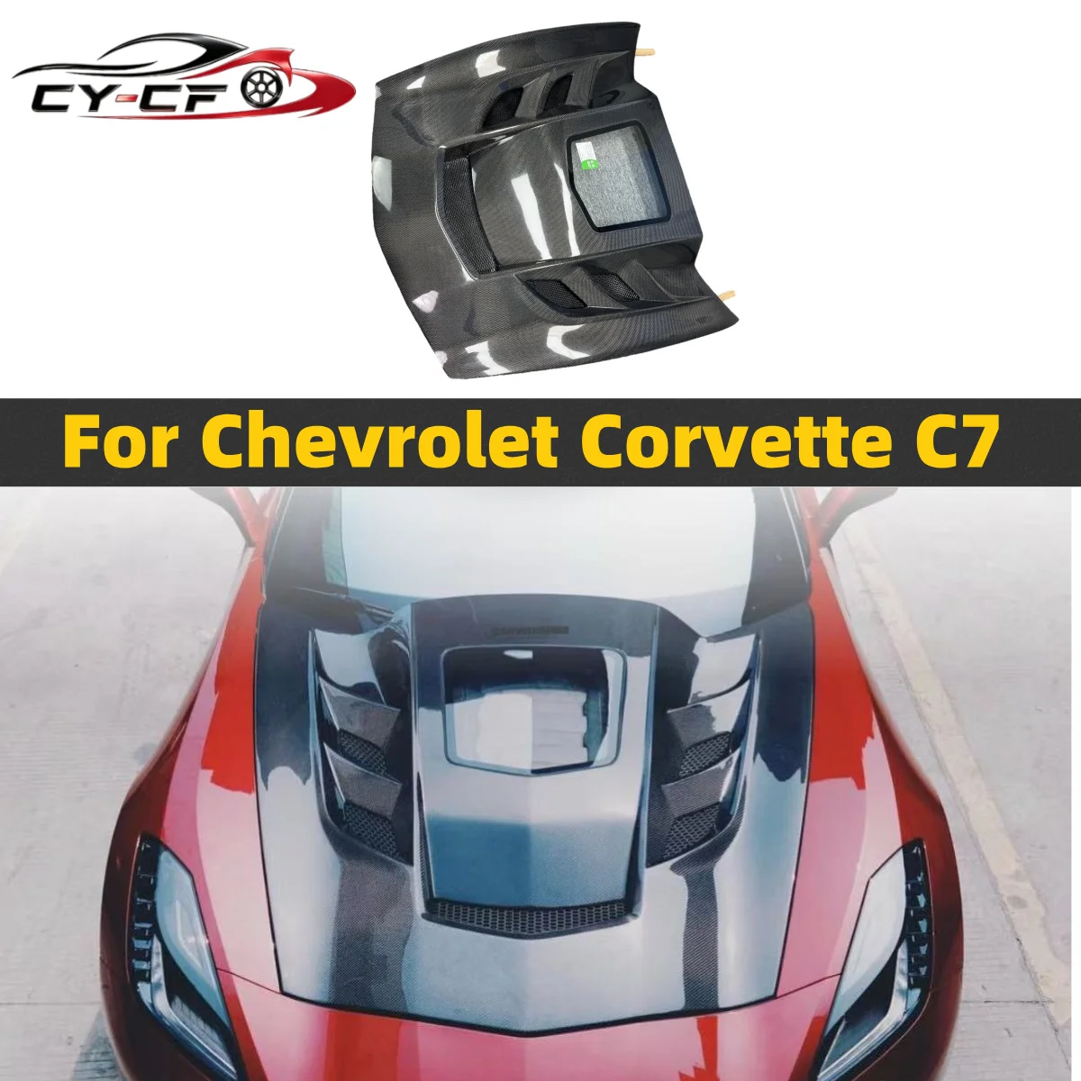 

Dry Carbon Fiber/FRP Upgrade Modification Front Engine Hood Bonnet Covers For Corvette C7 2014-2019 High-Quality Engine Hood
