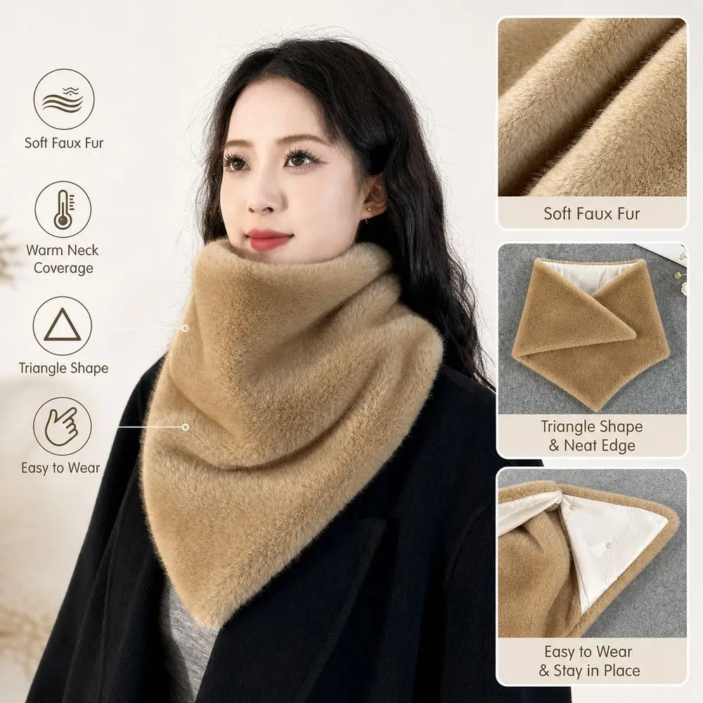 New Faux Fur Faux Fur Scarf Long Wrap Warm And Cozy Neck Warmer Solid Color Multicolor Faux Fur Neck Wrap Daily Wear