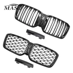 Car Front Bumper Grilles Kidney Racing Grill Double Slat/Diamond Look for BMW X3 X4 G01 G02 G08 2022-2023 ABS Replacement Grille