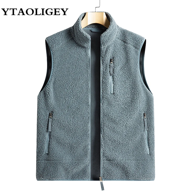 2025 Men Autumn Winter New Warm Fleece Vest Jackets Mens Thick Sleeveless Coats Men's V-neck Casual Vest Chaqueta sin mangas